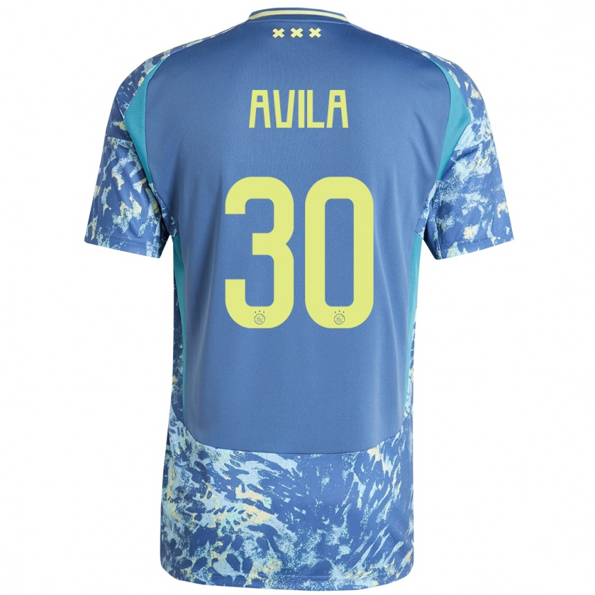 Herren Fußball Gastón Ávila #30 Grau Blau Gelb Auswärtstrikot Trikot 2024/25 T-Shirt Luxemburg