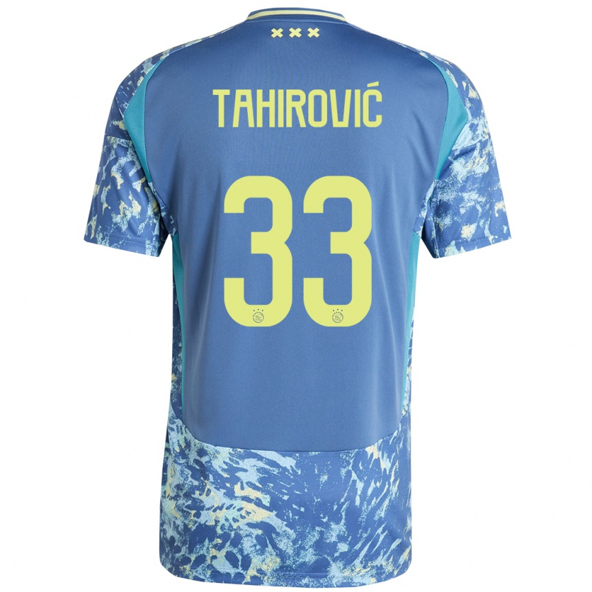 Herren Fußball Benjamin Tahirovic #33 Grau Blau Gelb Auswärtstrikot Trikot 2024/25 T-Shirt Luxemburg