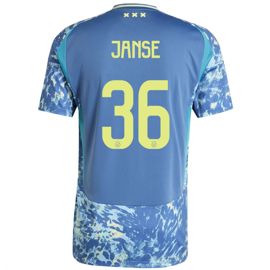 Herren Fußball Dies Janse #36 Grau Blau Gelb Auswärtstrikot Trikot 2024/25 T-Shirt Luxemburg