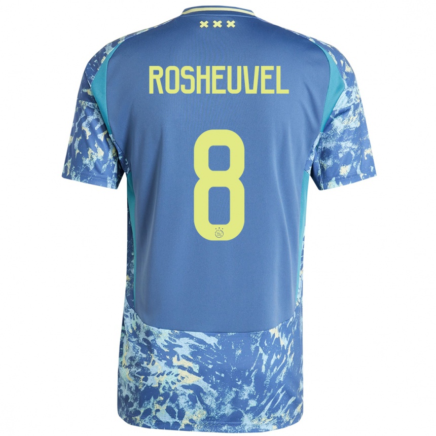 Herren Fußball Darren Rosheuvel #8 Grau Blau Gelb Auswärtstrikot Trikot 2024/25 T-Shirt Luxemburg