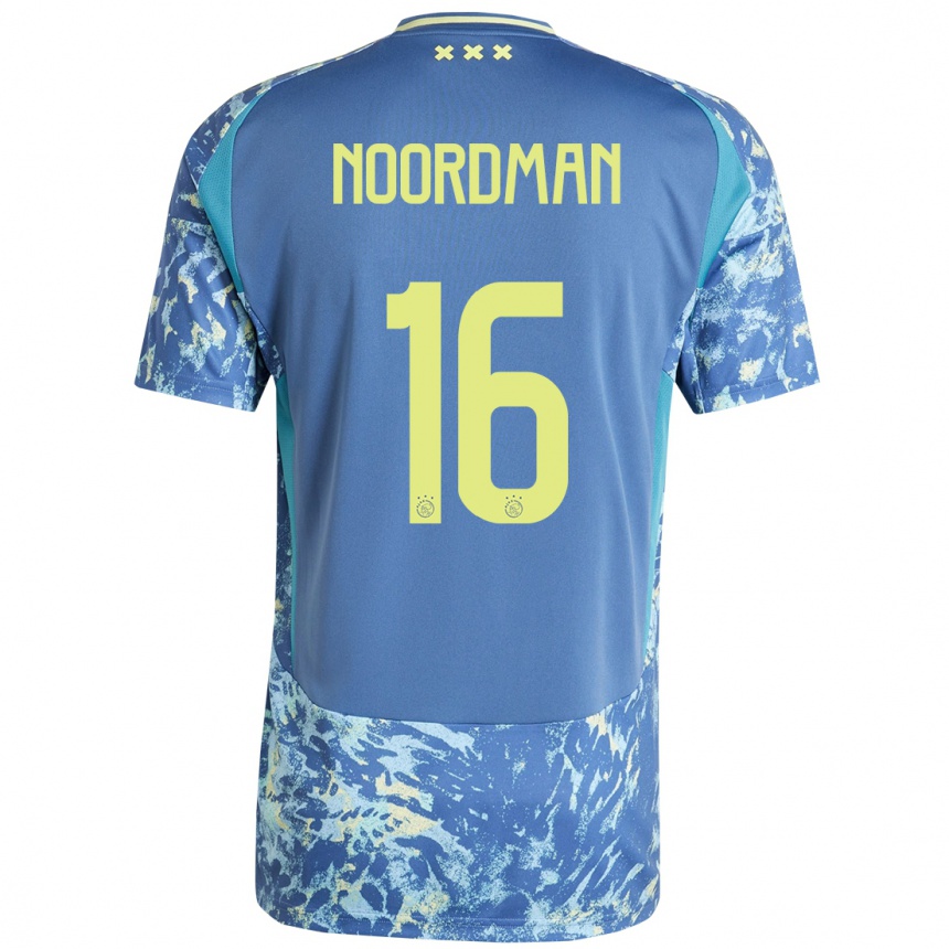 Herren Fußball Danique Noordman #16 Grau Blau Gelb Auswärtstrikot Trikot 2024/25 T-Shirt Luxemburg