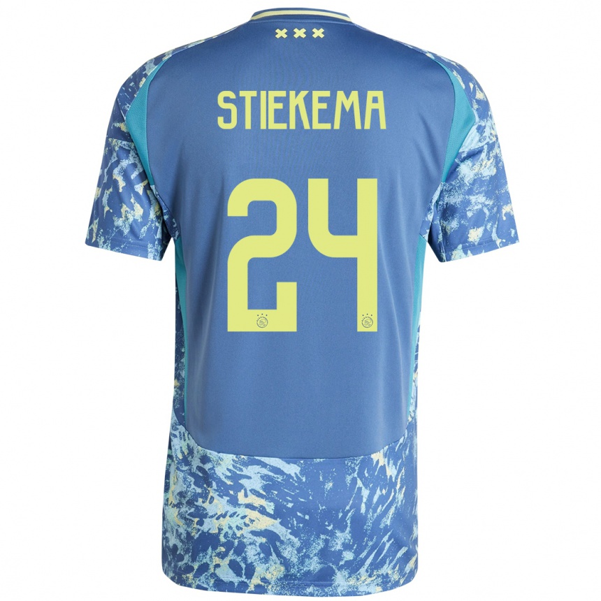 Herren Fußball Iris Stiekema #24 Grau Blau Gelb Auswärtstrikot Trikot 2024/25 T-Shirt Luxemburg