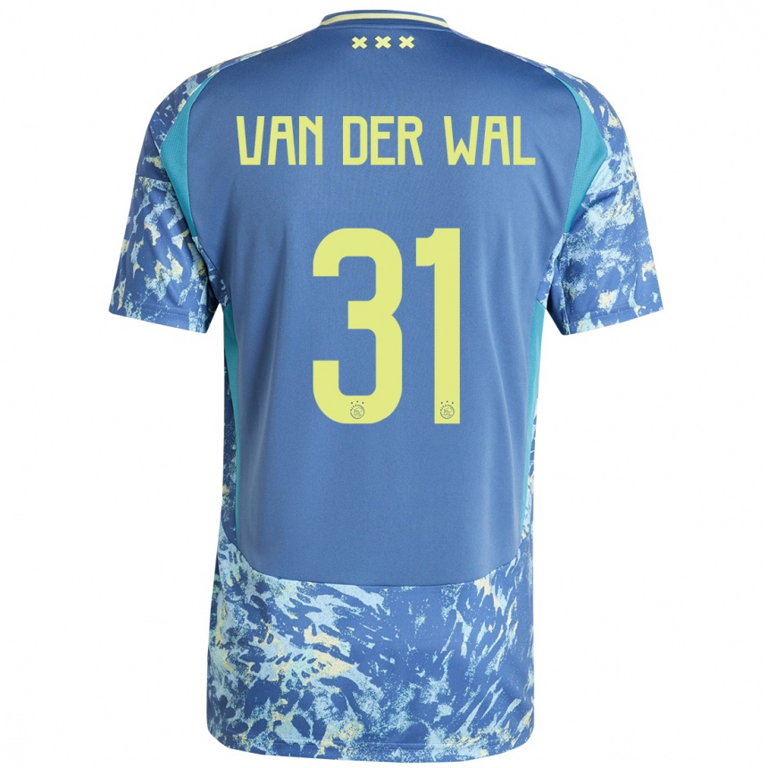 Herren Fußball Dionne Van Der Wal #31 Grau Blau Gelb Auswärtstrikot Trikot 2024/25 T-Shirt Luxemburg