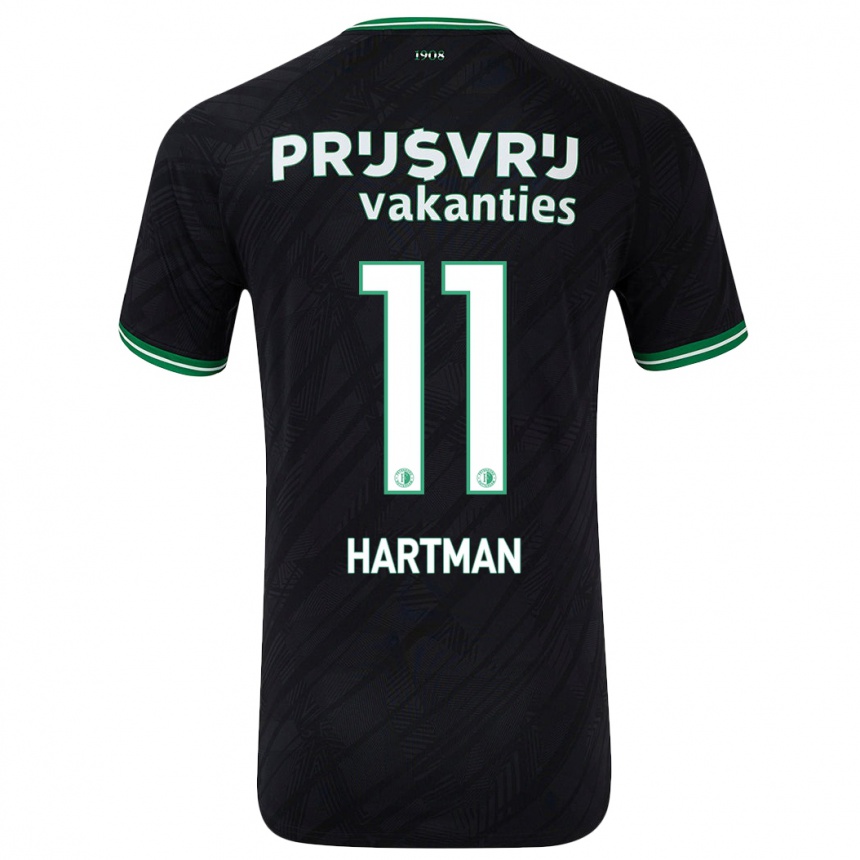 Herren Fußball Quilindschy Hartman #11 Schwarz Grün Auswärtstrikot Trikot 2024/25 T-Shirt Luxemburg