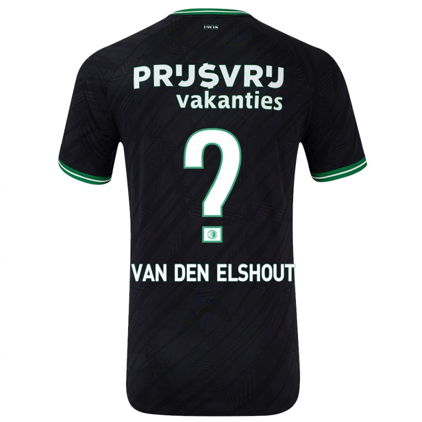 Herren Fußball Tobias Van Den Elshout #0 Schwarz Grün Auswärtstrikot Trikot 2024/25 T-Shirt Luxemburg