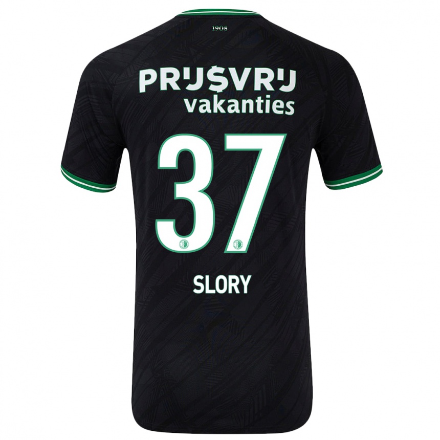 Herren Fußball Jaden Slory #37 Schwarz Grün Auswärtstrikot Trikot 2024/25 T-Shirt Luxemburg