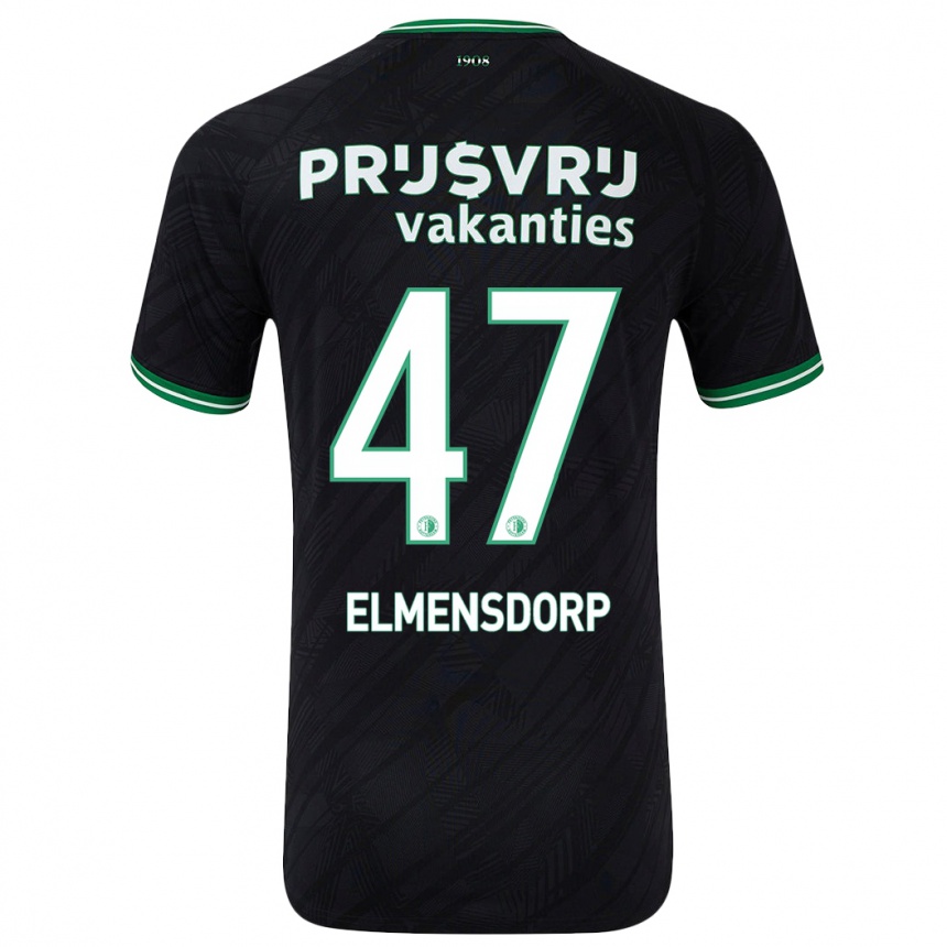 Herren Fußball Paris Elmensdorp #47 Schwarz Grün Auswärtstrikot Trikot 2024/25 T-Shirt Luxemburg