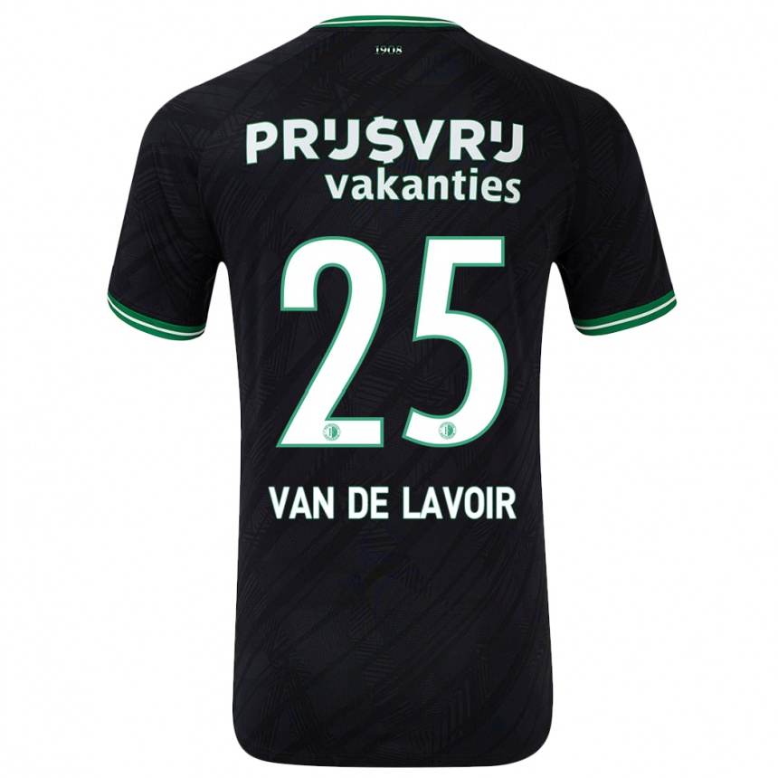 Herren Fußball Romeé Van De Lavoir #25 Schwarz Grün Auswärtstrikot Trikot 2024/25 T-Shirt Luxemburg