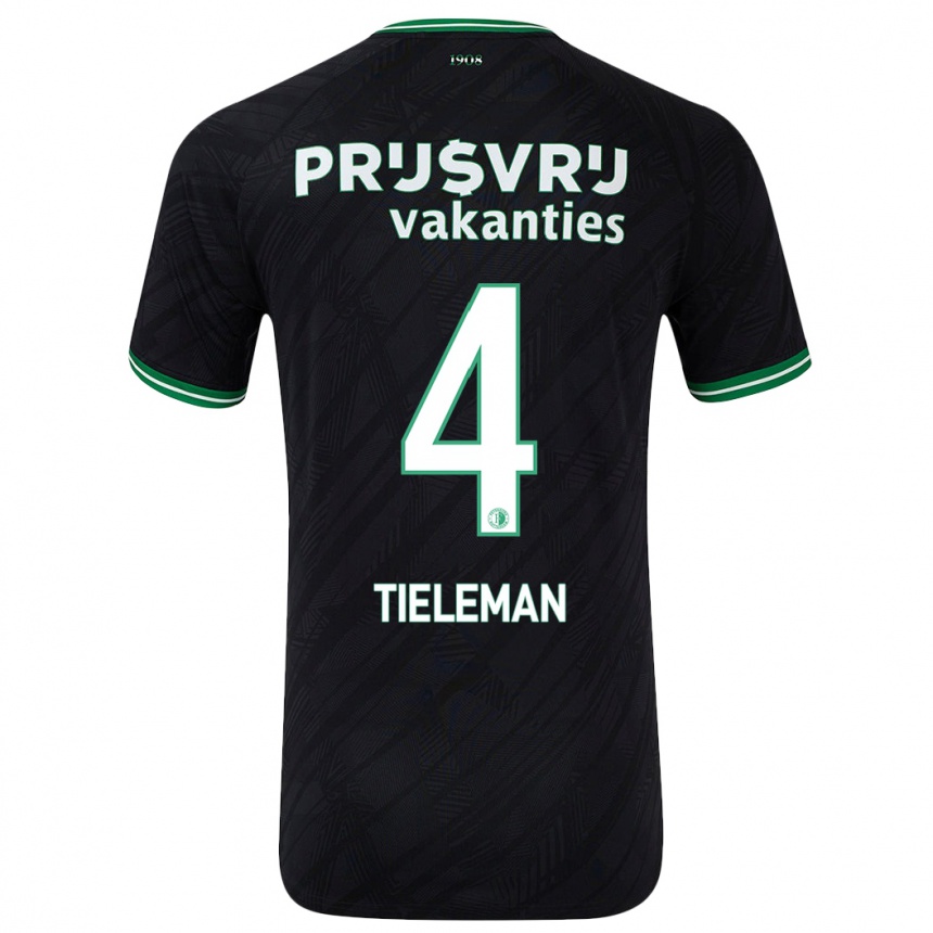 Herren Fußball Jerry Tieleman #4 Schwarz Grün Auswärtstrikot Trikot 2024/25 T-Shirt Luxemburg