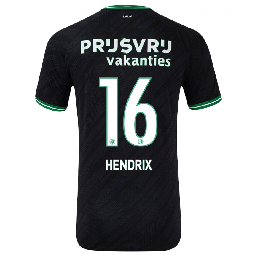 Herren Fußball Jorrit Hendrix #16 Schwarz Grün Auswärtstrikot Trikot 2024/25 T-Shirt Luxemburg