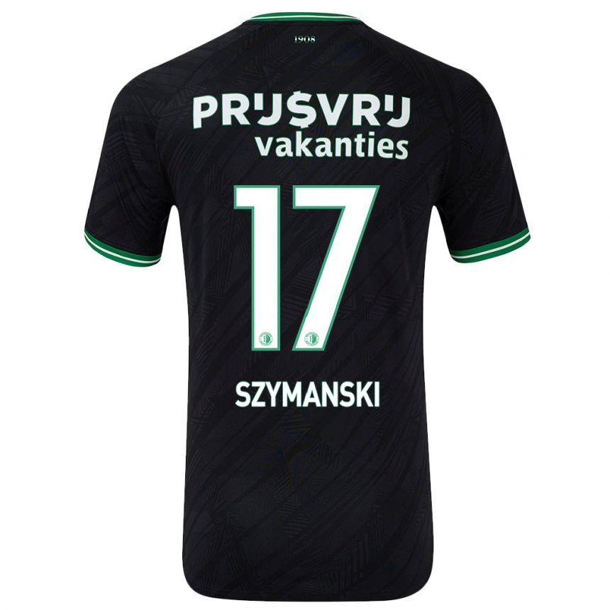 Herren Fußball Sebastian Szymanski #17 Schwarz Grün Auswärtstrikot Trikot 2024/25 T-Shirt Luxemburg