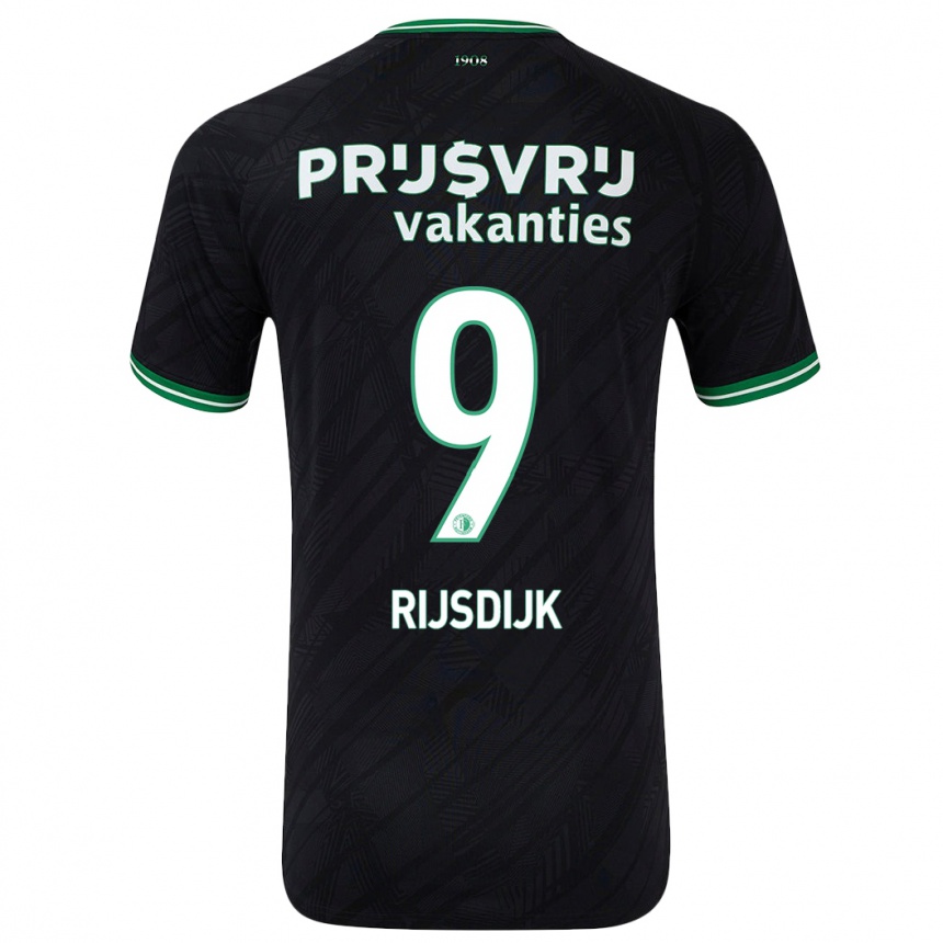 Herren Fußball Pia Rijsdijk #9 Schwarz Grün Auswärtstrikot Trikot 2024/25 T-Shirt Luxemburg