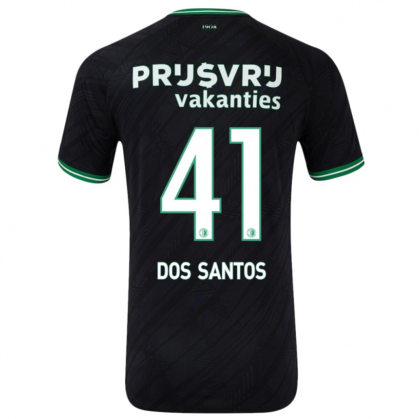 Herren Fußball Giuliany Ben-David Dos Santos #41 Schwarz Grün Auswärtstrikot Trikot 2024/25 T-Shirt Luxemburg