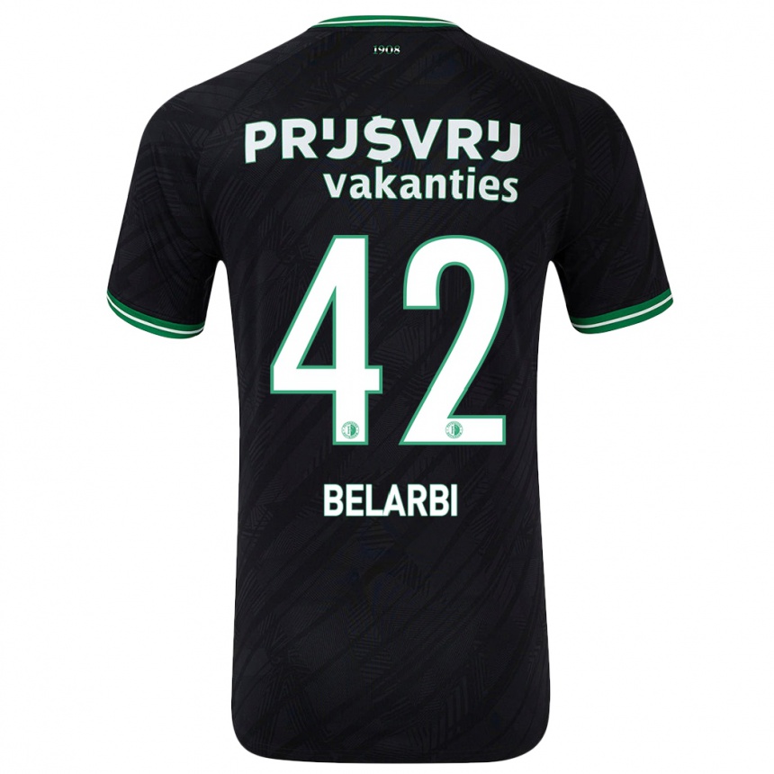 Herren Fußball Abdel Belarbi #42 Schwarz Grün Auswärtstrikot Trikot 2024/25 T-Shirt Luxemburg