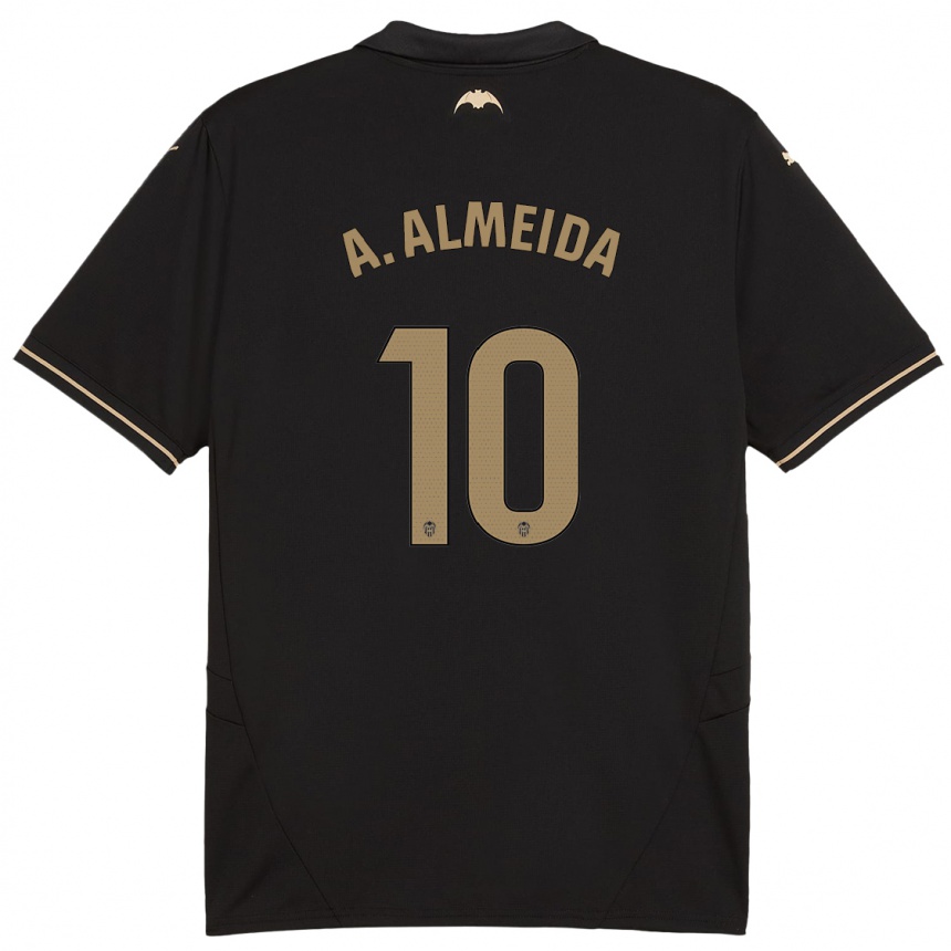 Herren Fußball André Almeida #10 Schwarz Auswärtstrikot Trikot 2024/25 T-Shirt Luxemburg