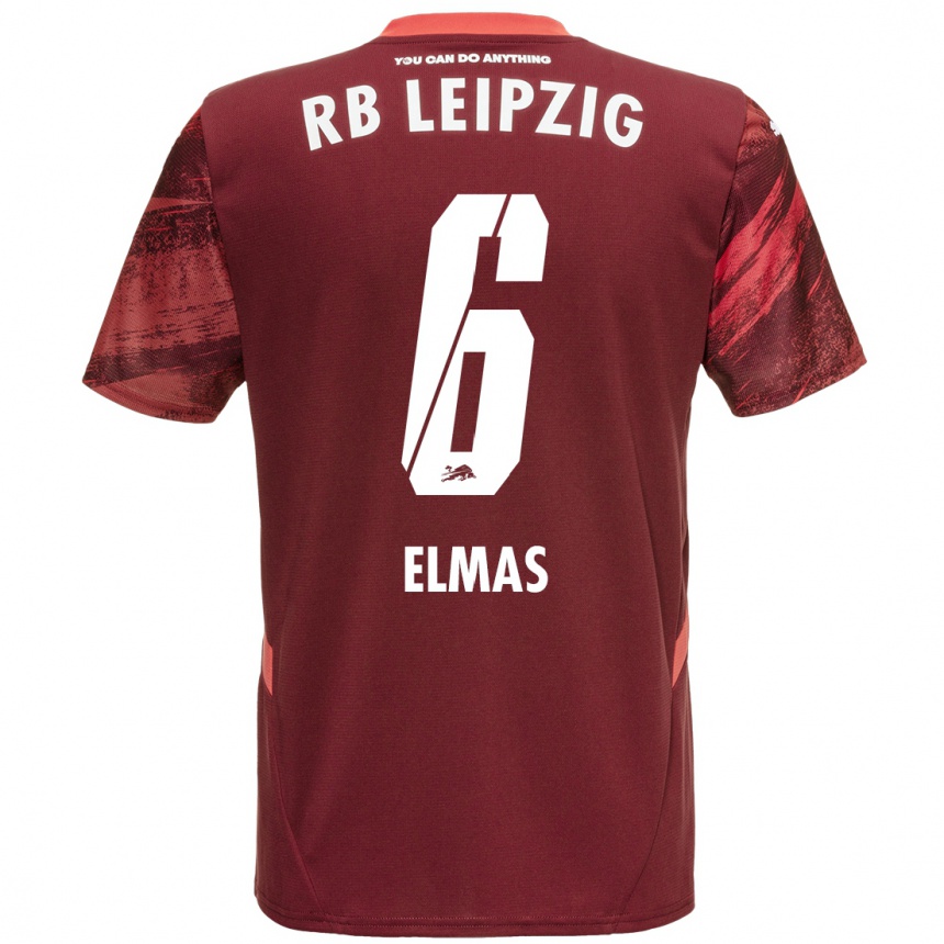 Herren Fußball Eljif Elmas #6 Burgunderrot Auswärtstrikot Trikot 2024/25 T-Shirt Luxemburg