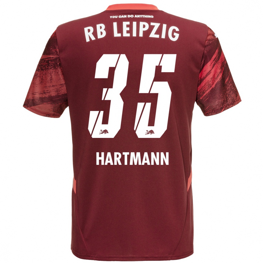 Herren Fußball Fabrice Hartmann #35 Burgunderrot Auswärtstrikot Trikot 2024/25 T-Shirt Luxemburg