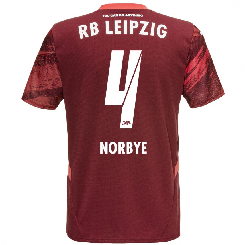 Herren Fußball Jonathan Norbye #4 Burgunderrot Auswärtstrikot Trikot 2024/25 T-Shirt Luxemburg