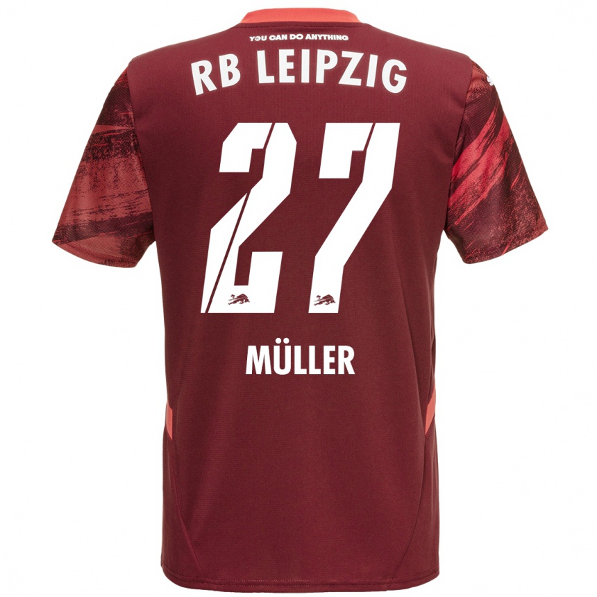 Herren Fußball Marlene Müller #27 Burgunderrot Auswärtstrikot Trikot 2024/25 T-Shirt Luxemburg