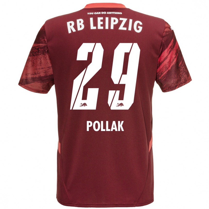 Herren Fußball Julia Pollak #29 Burgunderrot Auswärtstrikot Trikot 2024/25 T-Shirt Luxemburg