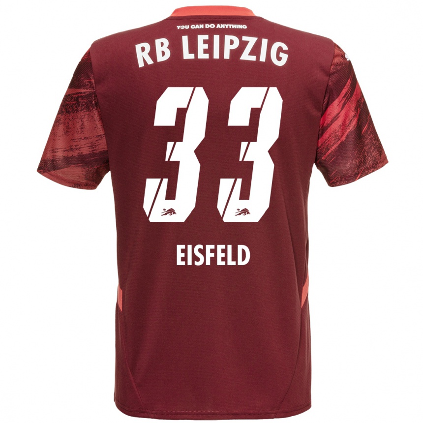 Herren Fußball Tom Eisfeld #33 Burgunderrot Auswärtstrikot Trikot 2024/25 T-Shirt Luxemburg