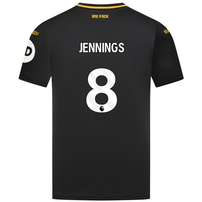 Herren Fußball Shannie Jennings #8 Schwarz Auswärtstrikot Trikot 2024/25 T-Shirt Luxemburg