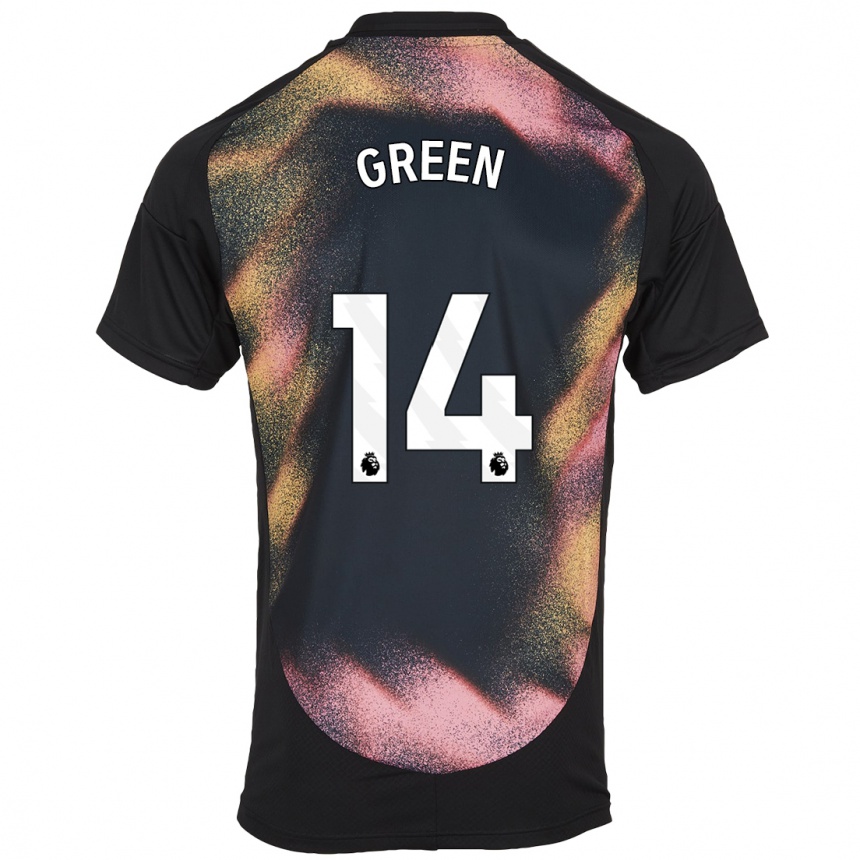 Herren Fußball Josie Green #14 Schwarz Weiß Auswärtstrikot Trikot 2024/25 T-Shirt Luxemburg