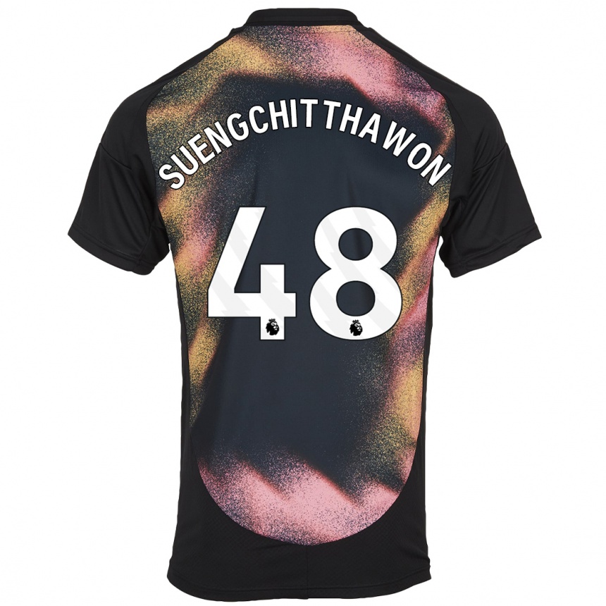 Herren Fußball Thanawat Suengchitthawon #48 Schwarz Weiß Auswärtstrikot Trikot 2024/25 T-Shirt Luxemburg