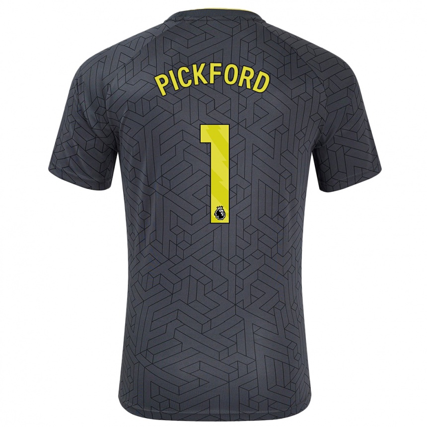 Herren Fußball Pickford #1 Schwarz Gelb Auswärtstrikot Trikot 2024/25 T-Shirt Luxemburg