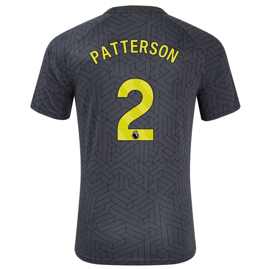 Herren Fußball Nathan Patterson #2 Schwarz Gelb Auswärtstrikot Trikot 2024/25 T-Shirt Luxemburg