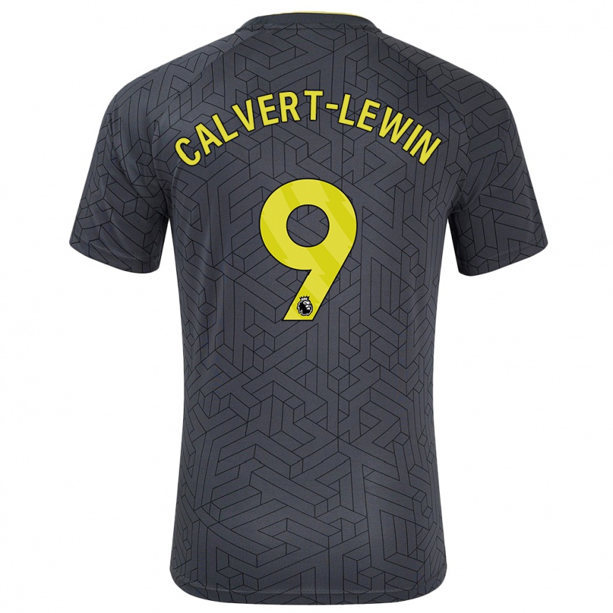 Herren Fußball Dominic Calvert-Lewin #9 Schwarz Gelb Auswärtstrikot Trikot 2024/25 T-Shirt Luxemburg