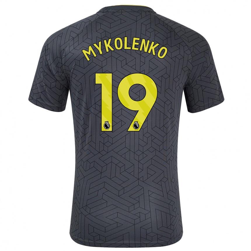 Herren Fußball Vitaliy Mykolenko #19 Schwarz Gelb Auswärtstrikot Trikot 2024/25 T-Shirt Luxemburg