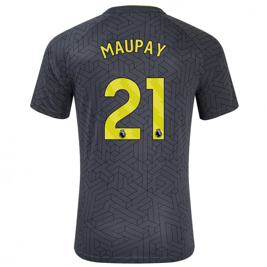 Herren Fußball Neal Maupay #21 Schwarz Gelb Auswärtstrikot Trikot 2024/25 T-Shirt Luxemburg