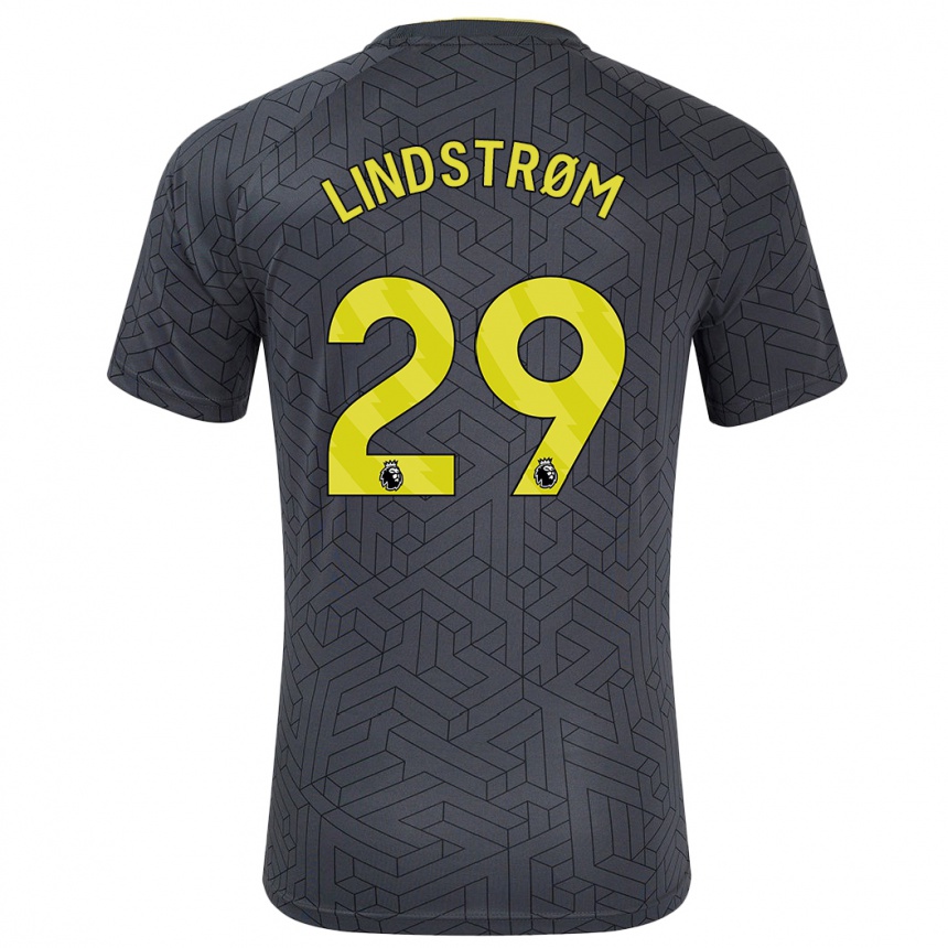 Herren Fußball Jesper Lindstrøm #29 Schwarz Gelb Auswärtstrikot Trikot 2024/25 T-Shirt Luxemburg