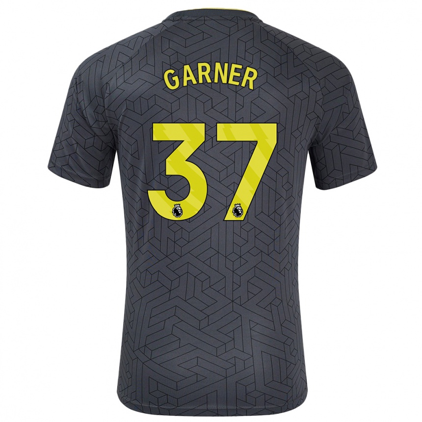 Herren Fußball James Garner #37 Schwarz Gelb Auswärtstrikot Trikot 2024/25 T-Shirt Luxemburg