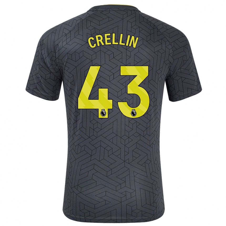 Herren Fußball Billy Crellin #43 Schwarz Gelb Auswärtstrikot Trikot 2024/25 T-Shirt Luxemburg