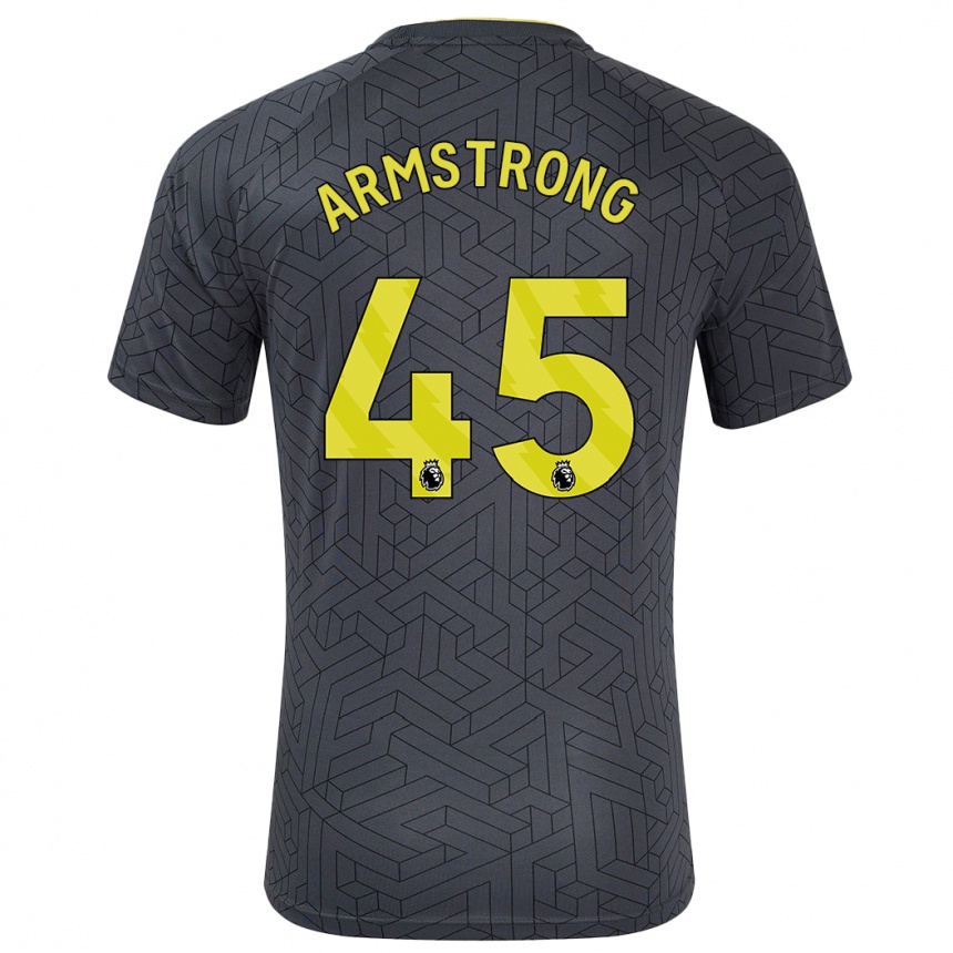 Herren Fußball Harrison Armstrong #45 Schwarz Gelb Auswärtstrikot Trikot 2024/25 T-Shirt Luxemburg