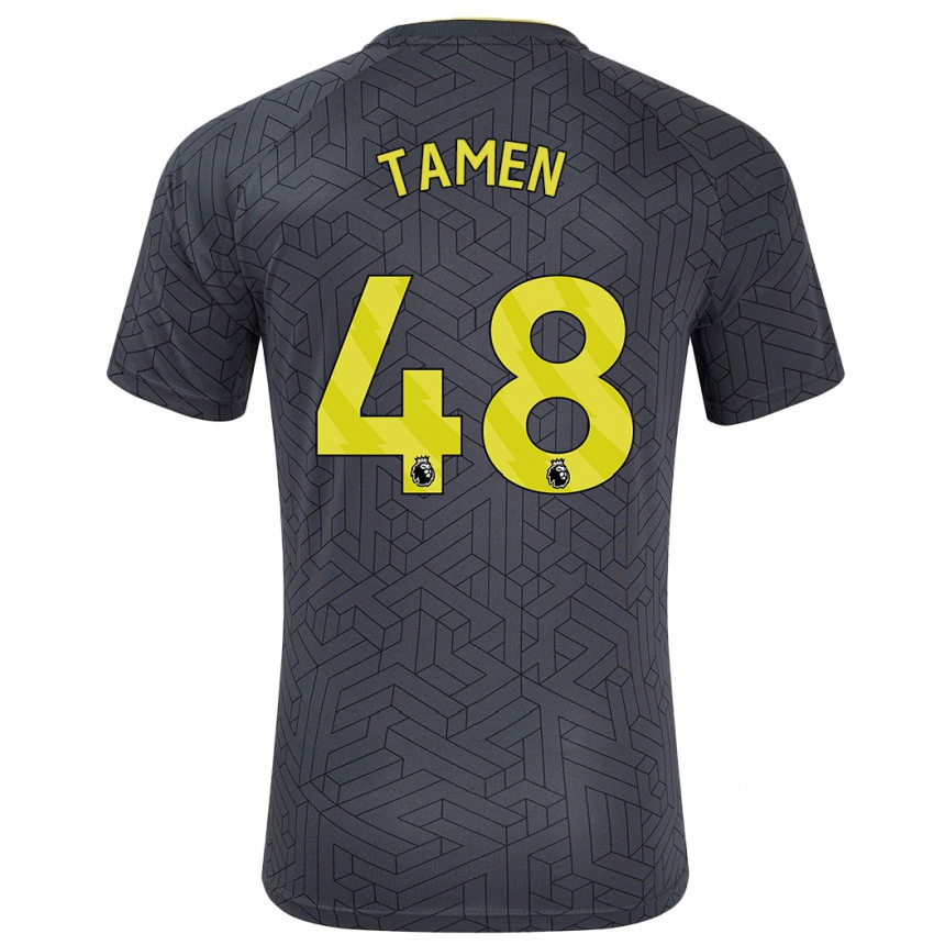 Herren Fußball William Tamen #48 Schwarz Gelb Auswärtstrikot Trikot 2024/25 T-Shirt Luxemburg