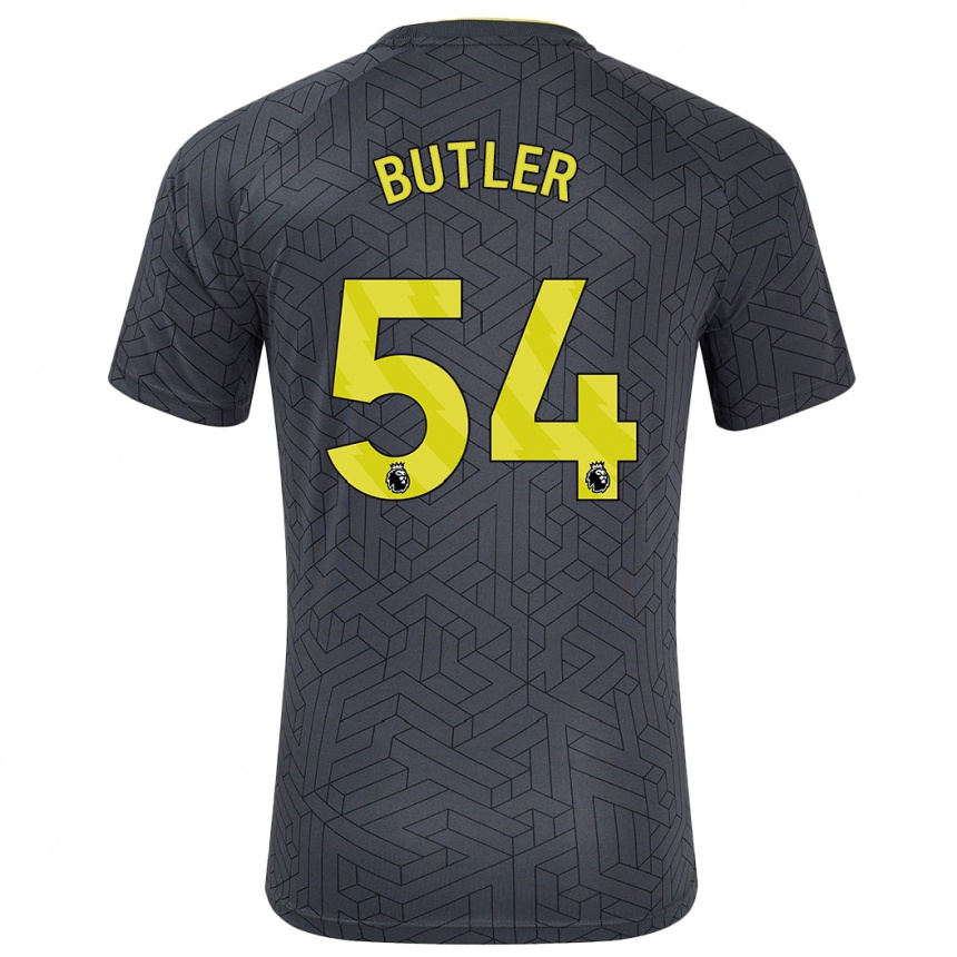 Herren Fußball Jack Butler #54 Schwarz Gelb Auswärtstrikot Trikot 2024/25 T-Shirt Luxemburg