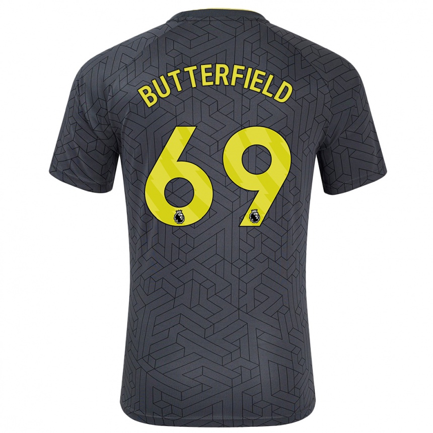 Herren Fußball Luke Butterfield #69 Schwarz Gelb Auswärtstrikot Trikot 2024/25 T-Shirt Luxemburg