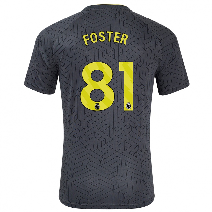 Herren Fußball Harvey Foster #81 Schwarz Gelb Auswärtstrikot Trikot 2024/25 T-Shirt Luxemburg