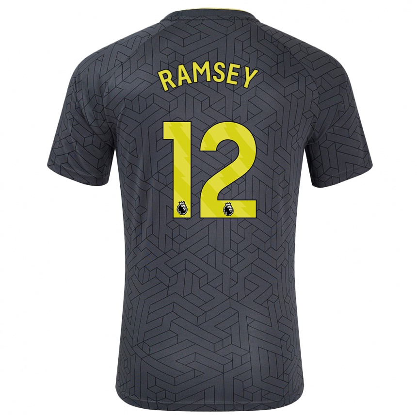 Herren Fußball Emily Ramsey #12 Schwarz Gelb Auswärtstrikot Trikot 2024/25 T-Shirt Luxemburg