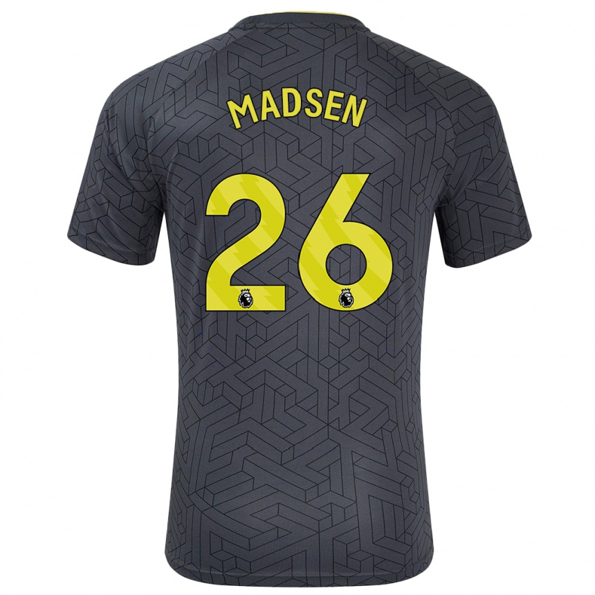 Herren Fußball Rikke Madsen #26 Schwarz Gelb Auswärtstrikot Trikot 2024/25 T-Shirt Luxemburg