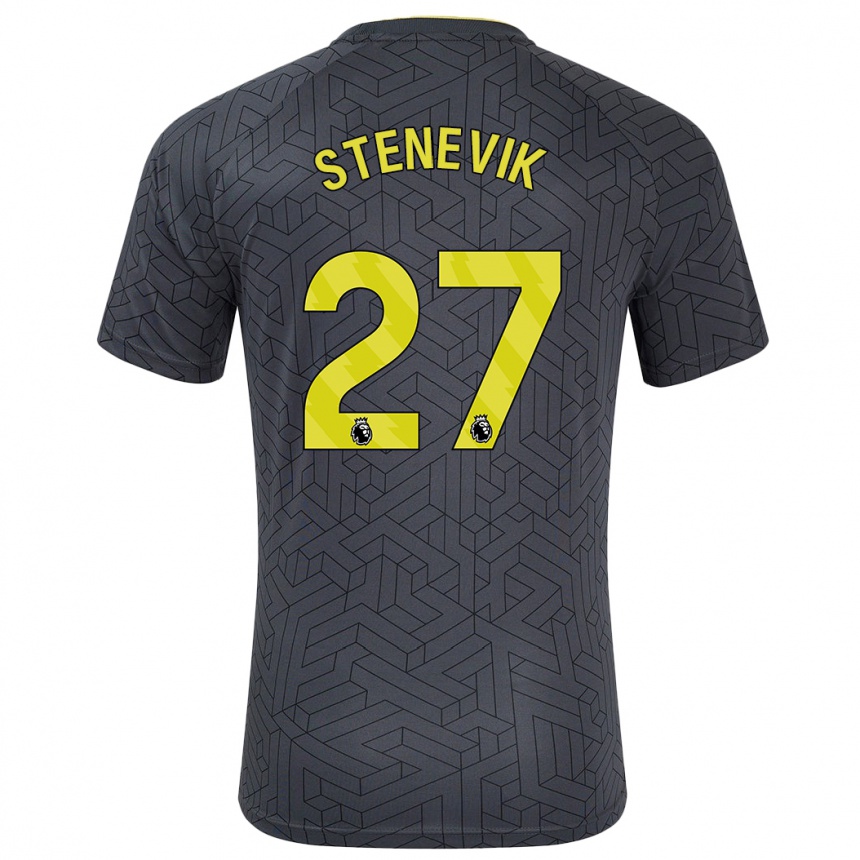 Herren Fußball Elise Stenevik #27 Schwarz Gelb Auswärtstrikot Trikot 2024/25 T-Shirt Luxemburg