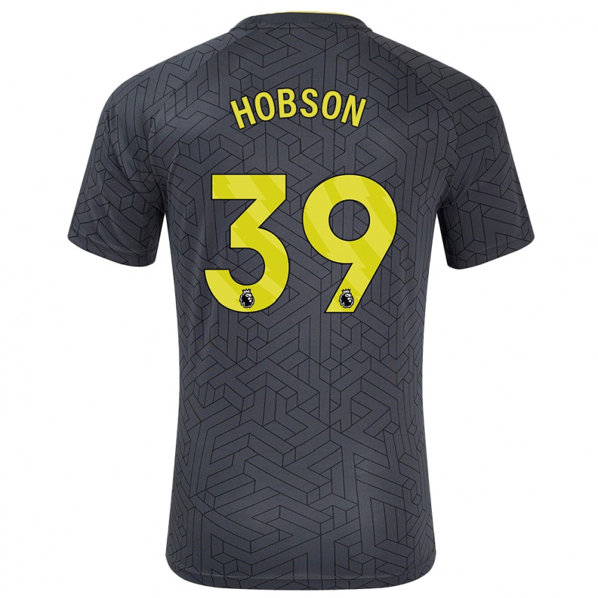 Herren Fußball Issy Hobson #39 Schwarz Gelb Auswärtstrikot Trikot 2024/25 T-Shirt Luxemburg