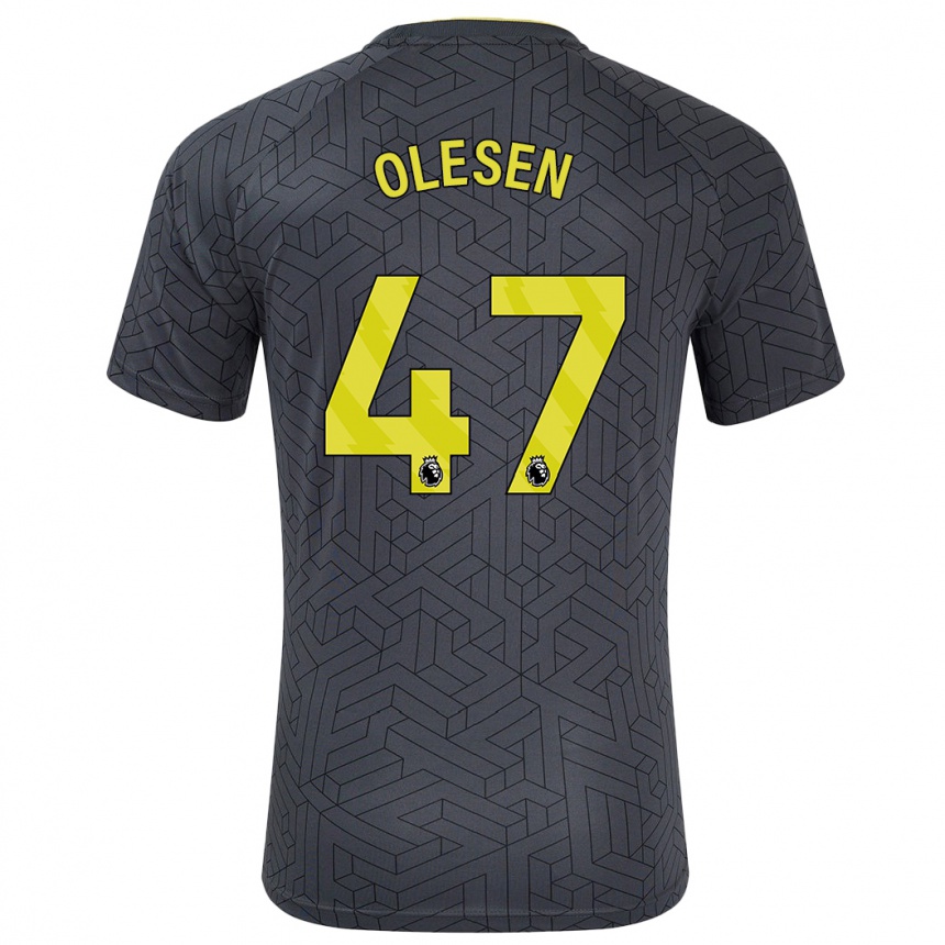 Herren Fußball Karoline Olesen #47 Schwarz Gelb Auswärtstrikot Trikot 2024/25 T-Shirt Luxemburg