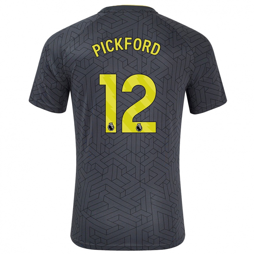 Herren Fußball Jordan Pickford #12 Schwarz Gelb Auswärtstrikot Trikot 2024/25 T-Shirt Luxemburg