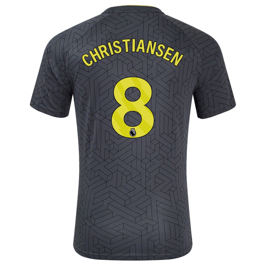 Herren Fußball Izzy Christiansen #8 Schwarz Gelb Auswärtstrikot Trikot 2024/25 T-Shirt Luxemburg