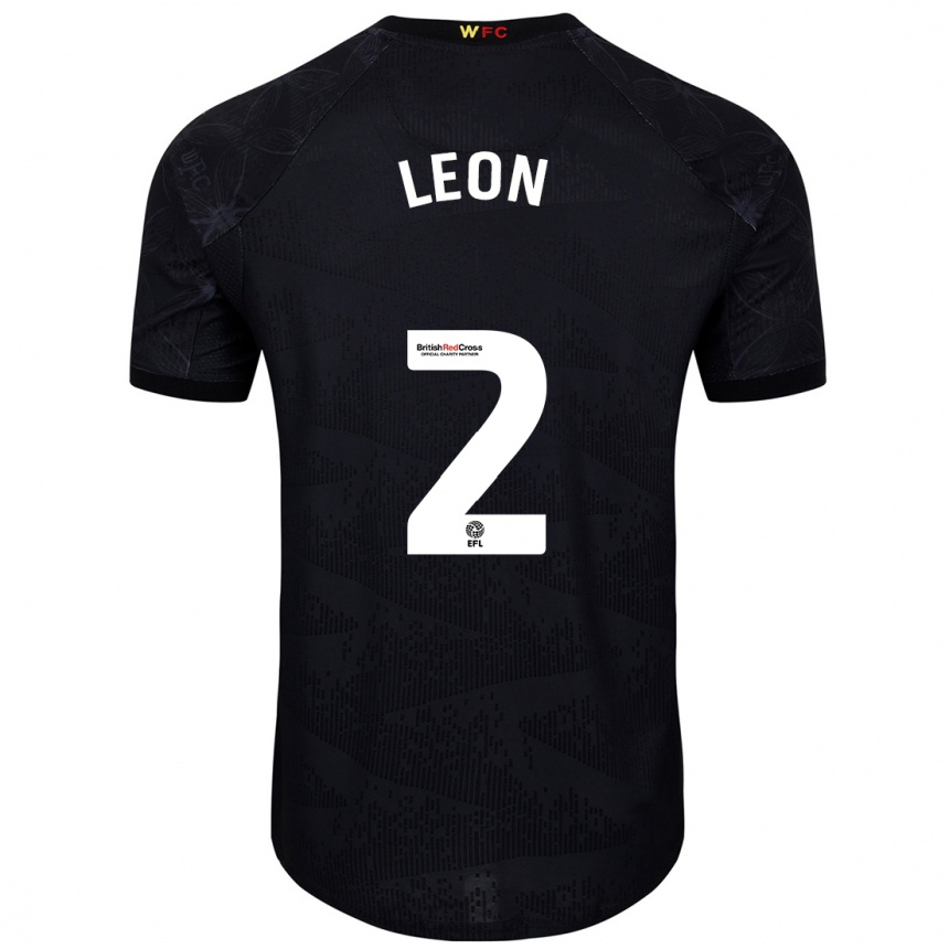 Herren Fußball Lucía León #2 Schwarz Weiß Auswärtstrikot Trikot 2024/25 T-Shirt Luxemburg