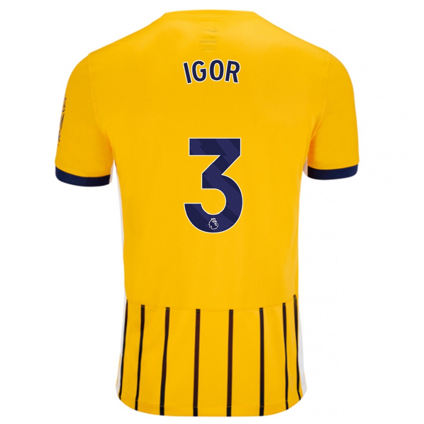 Herren Fußball Igor #3 Gold Blau Nadelstreifen Auswärtstrikot Trikot 2024/25 T-Shirt Luxemburg